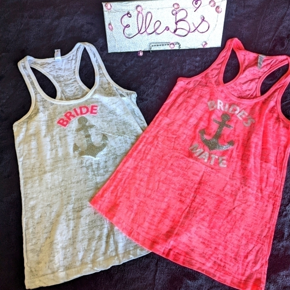 2 Pack Bridal Handmade Tanks Bride & Bride's Mate
